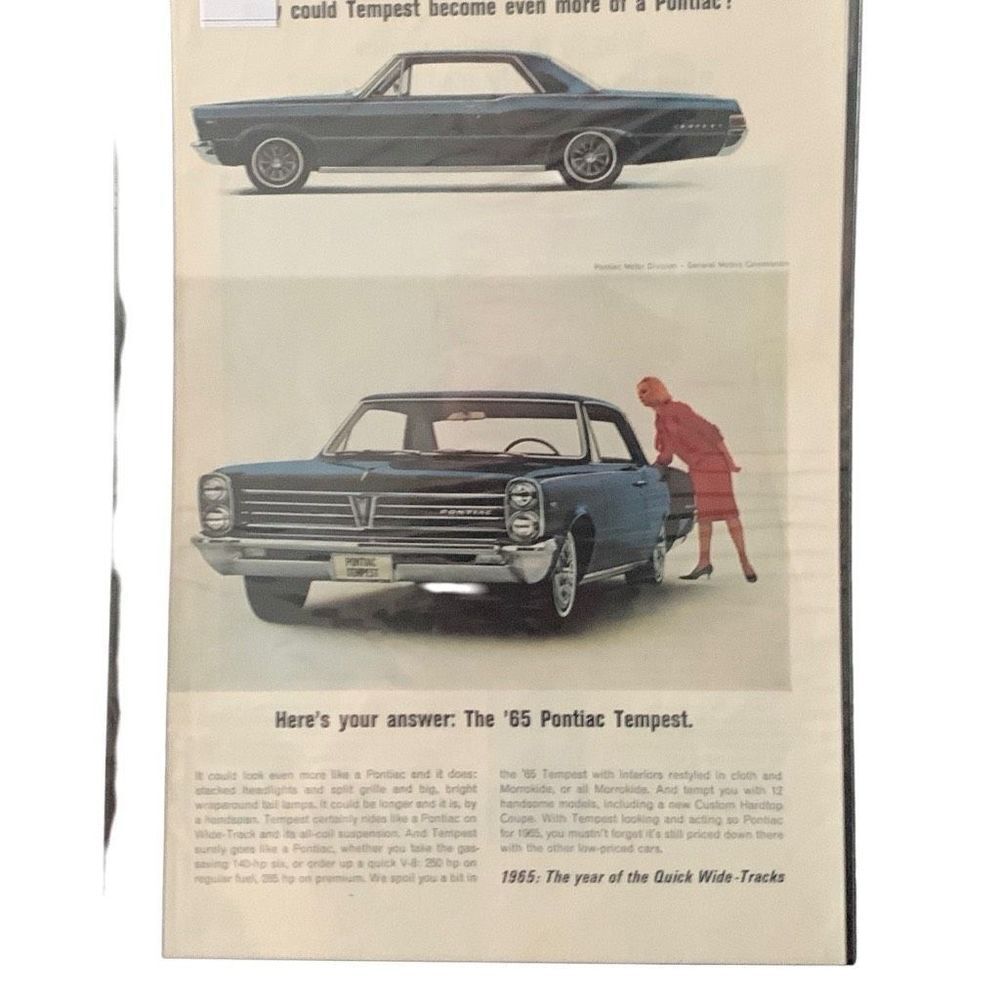 Vintage 1964 Pontiac Tempest Wide Tracks Ad Advertisment